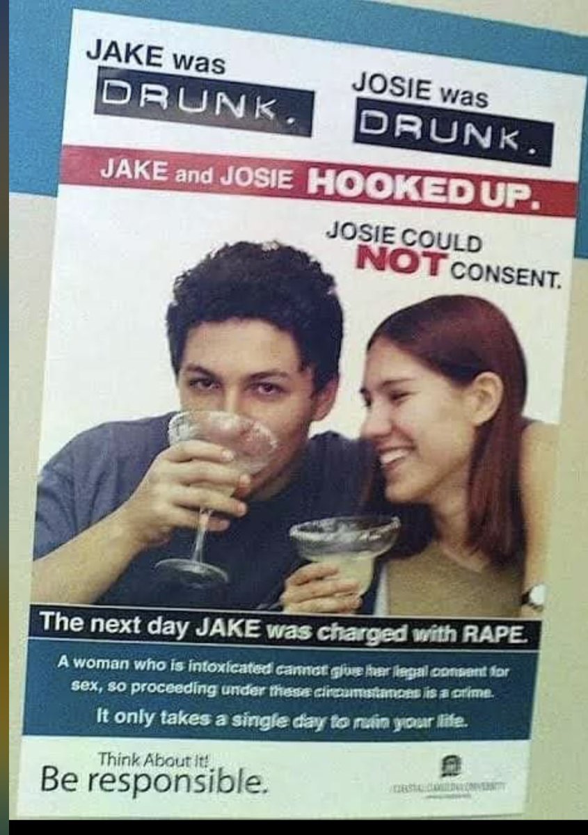 If Josie and Jake are both drunk then Jake can't can't consent 

Maybe they should arrest and charge Josie