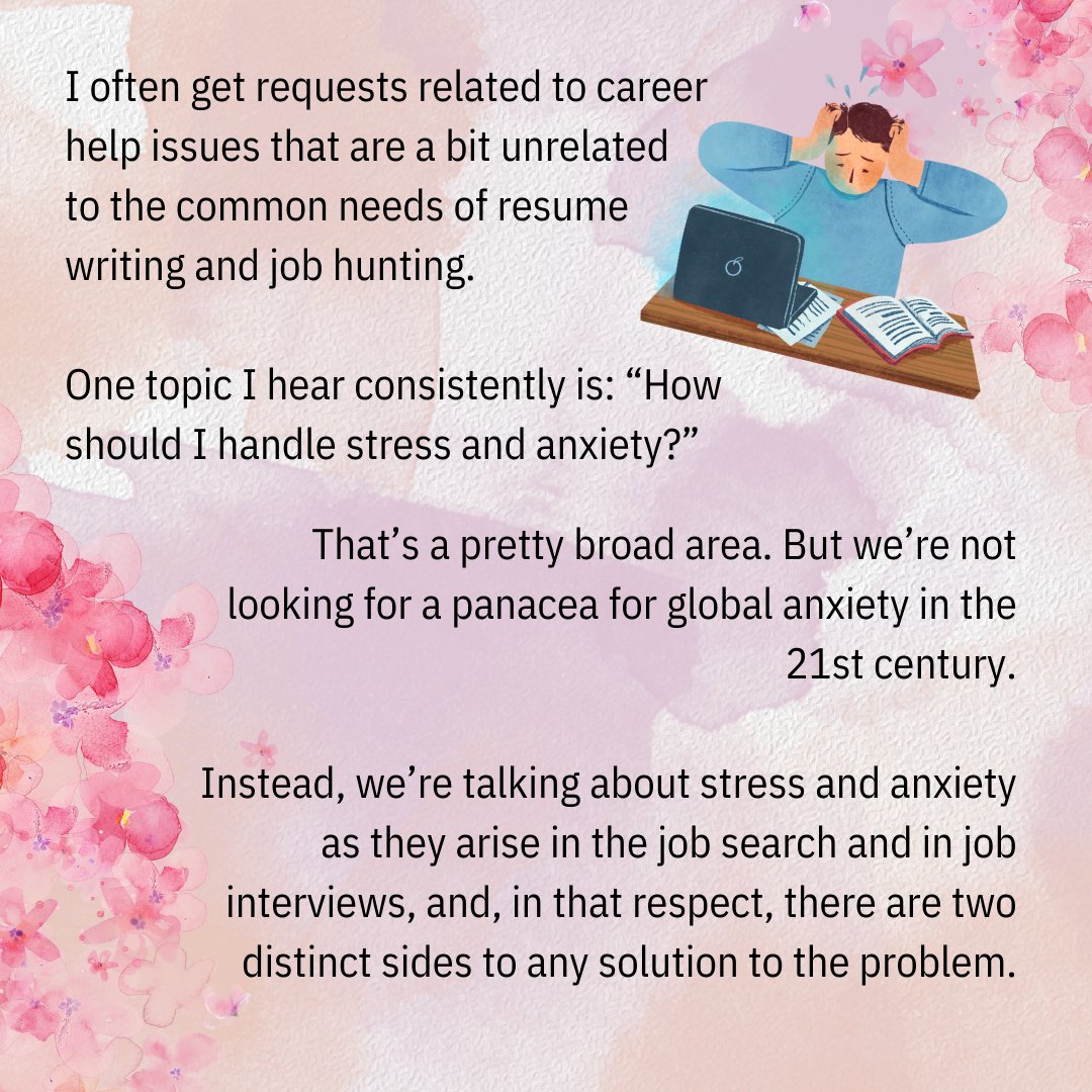 Shimmeringcaree's tweet photo. 1/3 Strategies for Overcoming Anxiety and Stress in the Job Search - Part 1

Read on for general suggestions and specific strategies that can help. Part 1 features advice that applies to the ongoing stress of the search.

#jobsearch #stress #anxiety #mentalhealth #selfcare https://t.co/Il3HLSy7m3