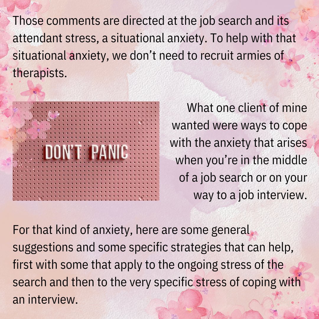 Shimmeringcaree's tweet photo. 2/3 Strategies for Overcoming Anxiety and Stress in the Job Search - Part 1

Read on for general suggestions and specific strategies that can help. Part 1 features advice that applies to the ongoing stress of the search.  

#jobsearch #stress #anxiety #mentalhealth #selfcare https://t.co/Uj17v8oUcz