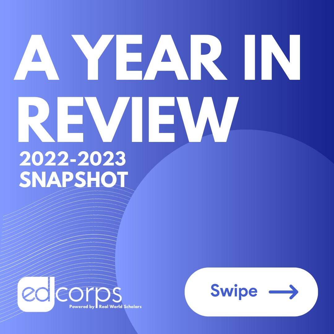RWScholars's tweet photo. What an amazing journey the
2022-2023 academic year has been for our #EdCorps student-run businesses.
Over the course of this year, we proudly nurtured more than 87 active businesses, engaging a remarkable 3,500 students from 18 different states. https://t.co/w1nZog8SHM