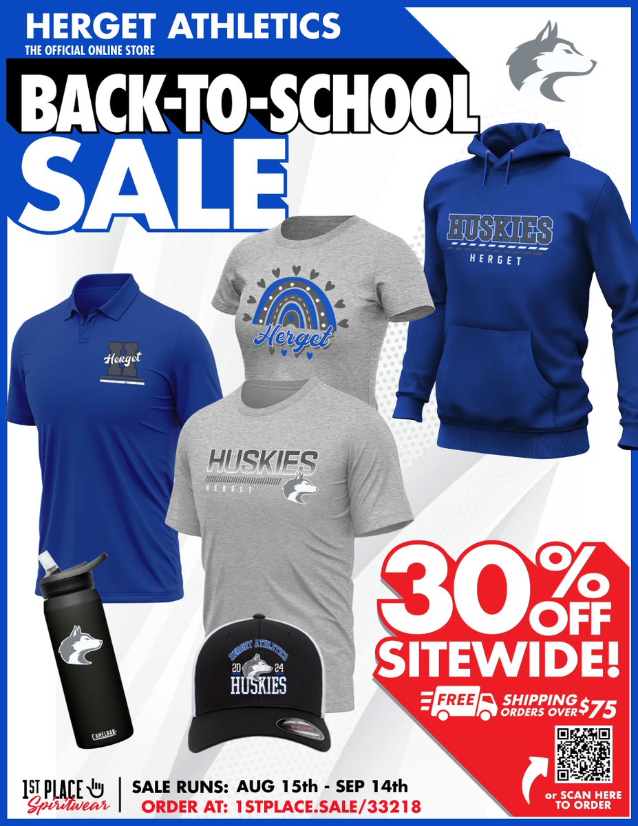 AthleticsHerget's tweet photo. The Herget Spirit Wear Back-to-School Sale is live! Choose from hundreds of designs and garments that are delivered to your home! You'll save 30% off the entire site, including all new designs and product lines! Shop at https://t.co/VidpwilMEt https://t.co/qHUzfh9Apt