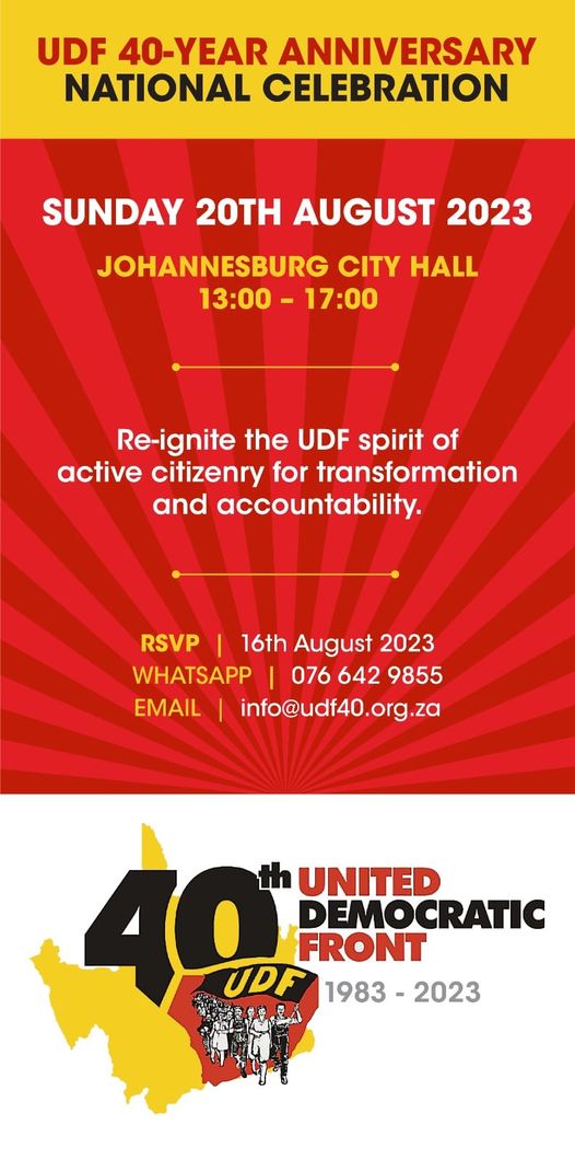 FrontUdf's tweet image. INVITE | UDF 40 YEAR ANNIVERSARY - NATIONAL CELEBRATION.  #UDF40

Click the link to register:
forms.office.com/r/z1zD5FGVwB