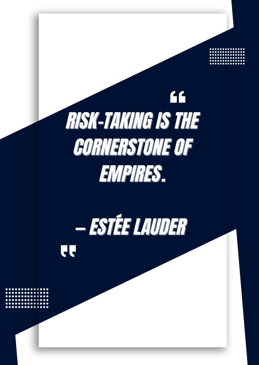 'Risk-taking is the cornerstone of empires.” — Estée Lauder 

#FeedbackRevolution #Feedbump #FeedbackApp #FeedbackMatters #BusinessSuccess #quotes