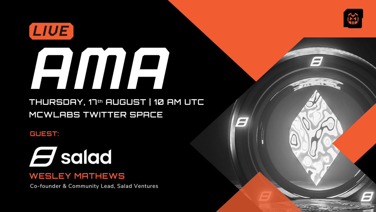 Join us on Twitter Space AMA with <a href="/SaladVentures/">Salad🥗</a>. 

We'll discuss user acquisition, strategies for user retention, and roadmap ahead.

Want more than words? How about 1000 $SALD tokens for five curious folks.

🗓️17 Aug 10 AM UTC
📍<a href="/MCWLabs/">MCW Labs</a> Twitter Space
