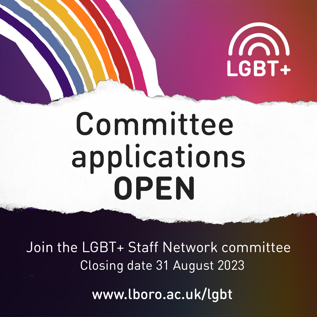 Applications are now OPEN! If you'd like to make a difference to LGBT+ people's experiences on our @lborouniversity campuses, please consider applying for a role (or two) on our LGBT+ Staff Network committee 🏳️‍🌈🏳️‍⚧️your community needs you 🫵😊 lboro.ac.uk/lgbt