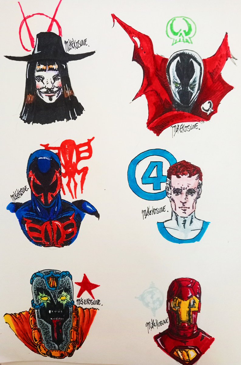 Xenofox_meh's tweet photo. Did some comic characters
#art #markers #Spawn #vforvendetta #forceworks #marvel #SpiderMan #IronMan https://t.co/6WHOLP4Mn0