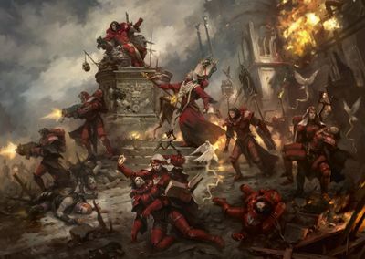 MrAntiHero1's tweet photo. Hello loyal followers and mutuals. Today I am doing a Special Edition Lore Dump!

As I’ve recently been in the trenches fighting against the FSM zealots these last couple of days, I thought it appropriate to cover the Sisters of Battle. As often they are referred to as weaker(by the uneducated or deliberate misrepresentation) by my opponents. Which is far from the case as I will outline here as best I can.

But first a history lesson. The Sisters of Battle (at the time of their founding they were referred to as the Daughter’s of the Emperor) were created due to a loophole in the Decree Passive, which stated that the Ecclesiarchy was not allowed ‘men under arms’. The SOBs were created by a heretic by the name of Vandire, who tried to (and almost succeeded in) taking over the Imperium. This was averted when Alicia Dominica was allowed an audience with the Emperor Himself, who showed her that Vandire was a bloodthirsty traitor and she killed the heretic shortly after said audience. (There are some details I am leaving out as this is meant as very general overview of the SOBs history)

One thing I want to mention is that a combined force of Imperial Fists, Black Templars, Fire Hawks, and Soul Drinkers. Were unable to break through the fanatical sisters to get to Vandire. They fought to the last woman in many cases and the Astartes were suitably impressed by their excellent training and zealous determination.

The Sisters of Battle use custom designed suits of power armor made specifically for them to use. However as they lack the ability to be implanted with the Black Carapace, they are generally less maneuverable then the Astartes. The Sisters use the holy trinity of wargear (there are always exceptions of course) boltgun, flamer, and melta.

However, one thing that is often not mentioned by FSM supporters when disparaging these strong women, the Sisters are capable of incredible feats of Faith that manifest in literal Miracles. The most obvious one being the Living Saints. (See Celestine) Who are born and powered almost entirely by the faith in the Emperor by the Sisters. Yet outside this obvious example are many others that affect sisters on an individual level. Examples are:

Shield of Faith, allows them to shrug off all but the most powerful of blows

Endless Crusade, effectively endless endurance

Purge the Unclean, cowers Daemons or outright banishes them to the warp

Hand of the Emperor, increases a Sisters strength beyond even what their power armor is capable of as well as unyielding courage

Though they may not be the gene altered and implanted super human Astartes, they are capable of not only holding their own against them, but besting them in open combat which has been demonstrated on several occasions.

"It is not enough to serve the Emperor, or even to love Him. You must give to Him all that you had, all you have, and all you shall ever have. You must give yourself over utterly and entirely to His divine will and become a vessel of that will. Only then is your sacrifice fitting."

— From the Rule of the Sororitas