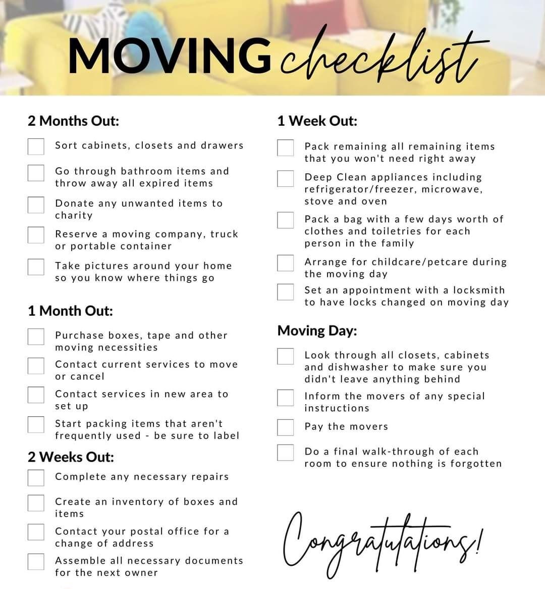 sgallomortgages's tweet image. 📦 Moving Soon? Here's a quick checklist to help you out! 

Remember, moving can be stressful, but staying organized will make it easier. Good luck, sellers!

#MovingChecklist #NewHome #RealEstate #MovingTips #StressFreeMove