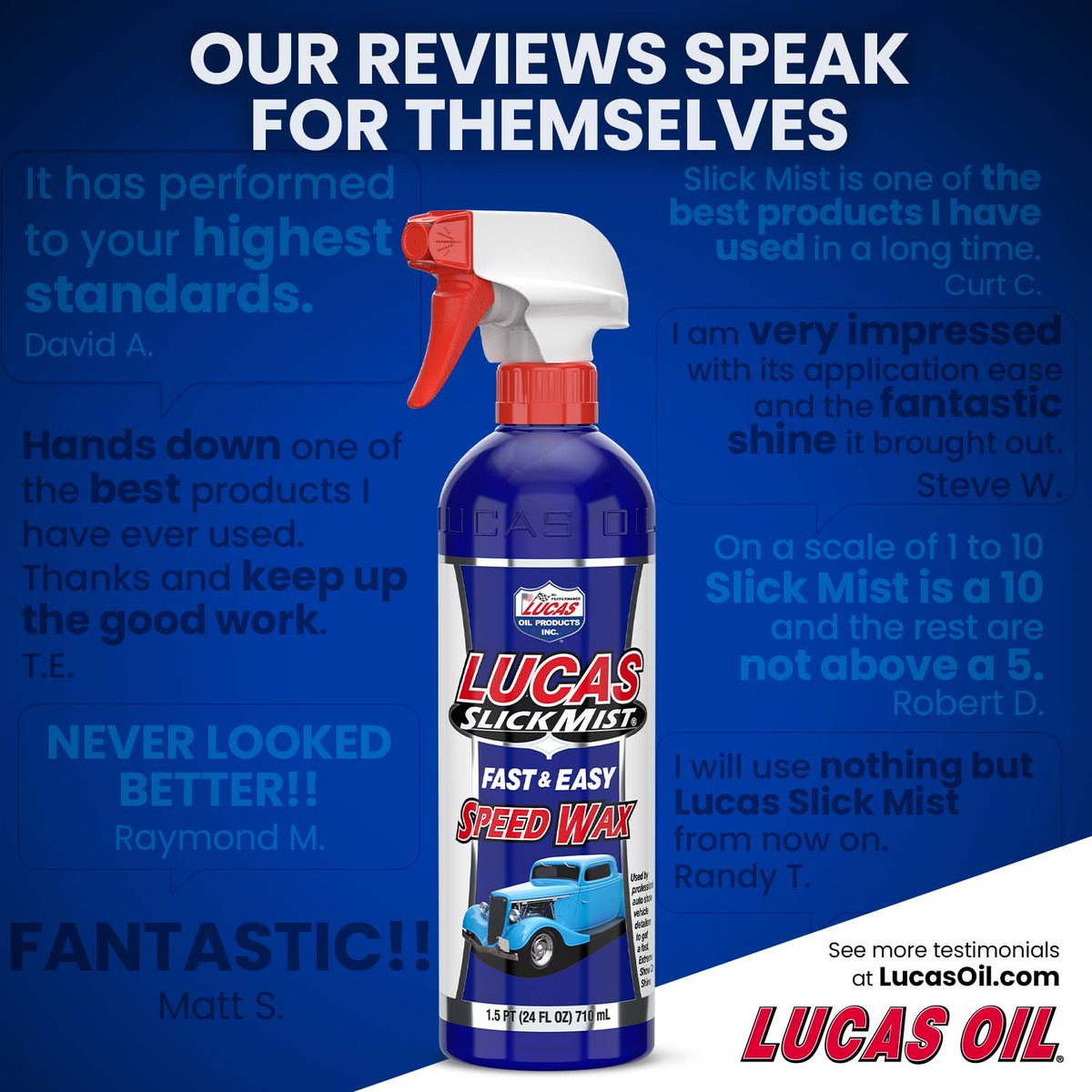Lucas_Oil's tweet photo. ⭐️ It's no news that our Slick Mist Speed Wax is a fan favorite, but just how much do people actually like it?

💪 See for yourself! #Lucasworks!

#SlickMist #SpeedWax #Shiny #Wax #CarCare #DIY https://t.co/eGLnypPMxd