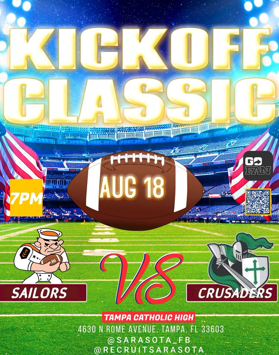 Get ready to witness the Sailors in action! Join us to cheer for your beloved Sarasota Sailors 🟠⚓️ #RecruitSarasota #SarasotaFootball #SailorPride #AnchoredToWin