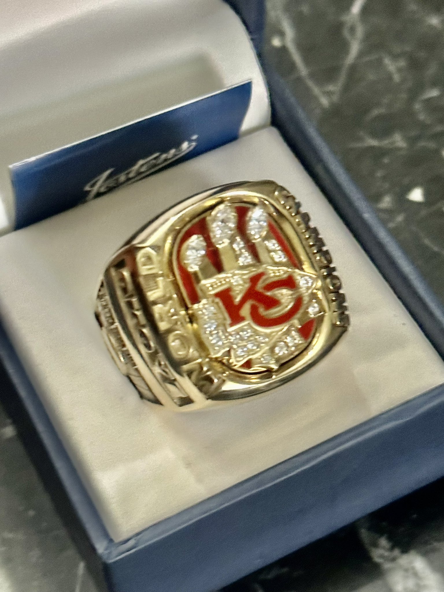 Christian Okoye on X: 'What a perfect time for my birthday in two days. I  just received my #SuperBowl ring from first class organization the Kansas  City Chiefs. Thank you, Clark Hunt