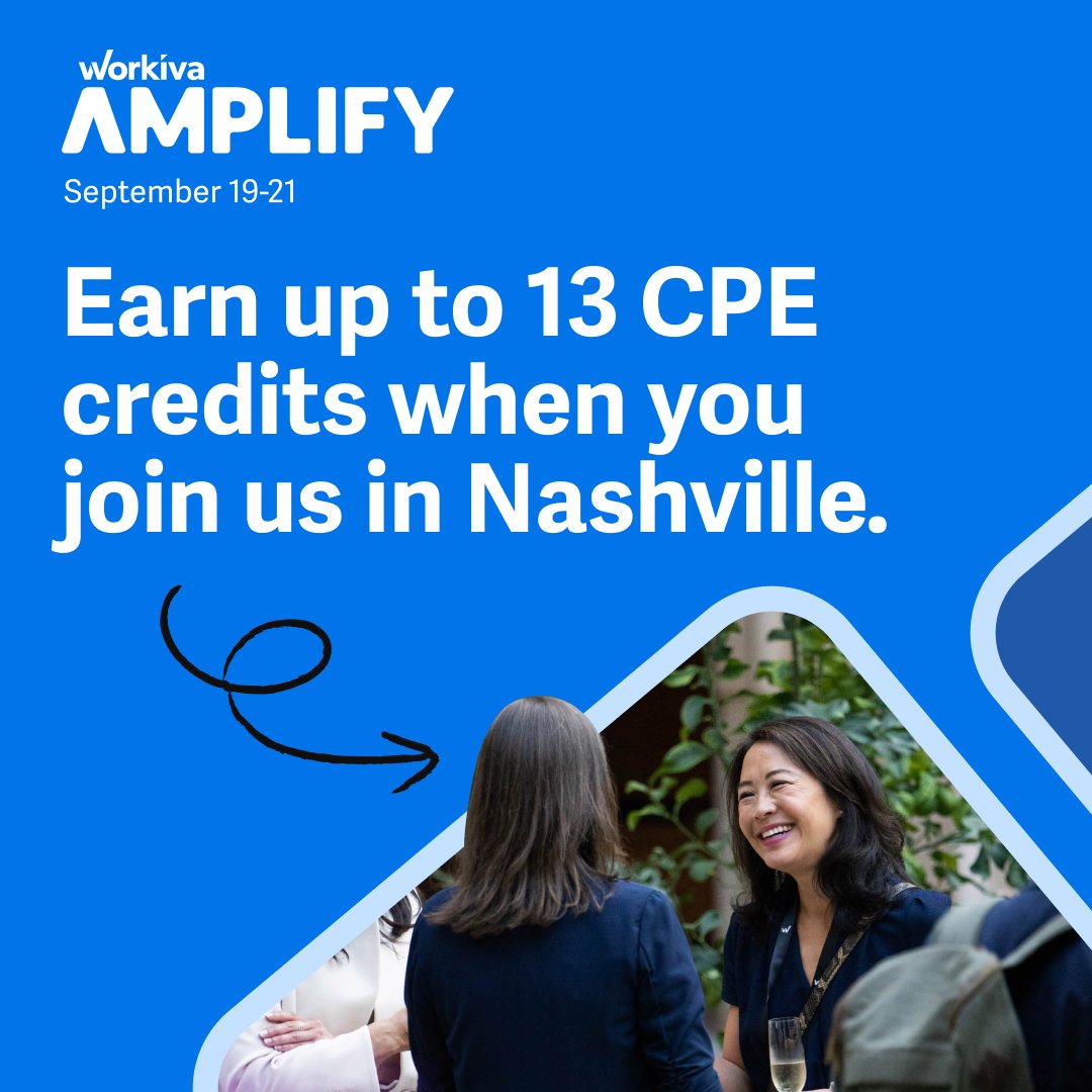 #WorkivaAmplify is the conference that brings together thousands of #finance, #accounting, #ESG, risk, and compliance pros looking to unite to ignite their careers! Oh, and did we mention you can earn up to 13 #CPE credits? 👉 Learn more: sm.workiva.com/46HgELd