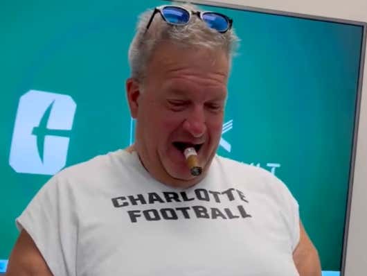 barstoolsports's tweet photo. Threatening To Beat Up Media Members, Cutoff T-Shirts And Hedge Funds - Charlotte's Biff Poggi Is The Most Unique Man In College Football https://t.co/rfwuF0jRnY https://t.co/kb14aoLxES