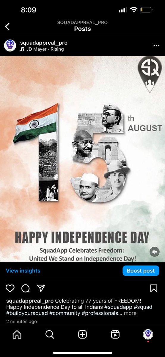 squadappreal's tweet photo. Celebrating 77 years of FREEDOM! Happy Independence Day to all Indians #squadapp #squad #buildyoursquad #community #professionals #networking #professionaldevelopment #travel #growthmindset #followyourdreams https://t.co/LX8vZhcjgJ