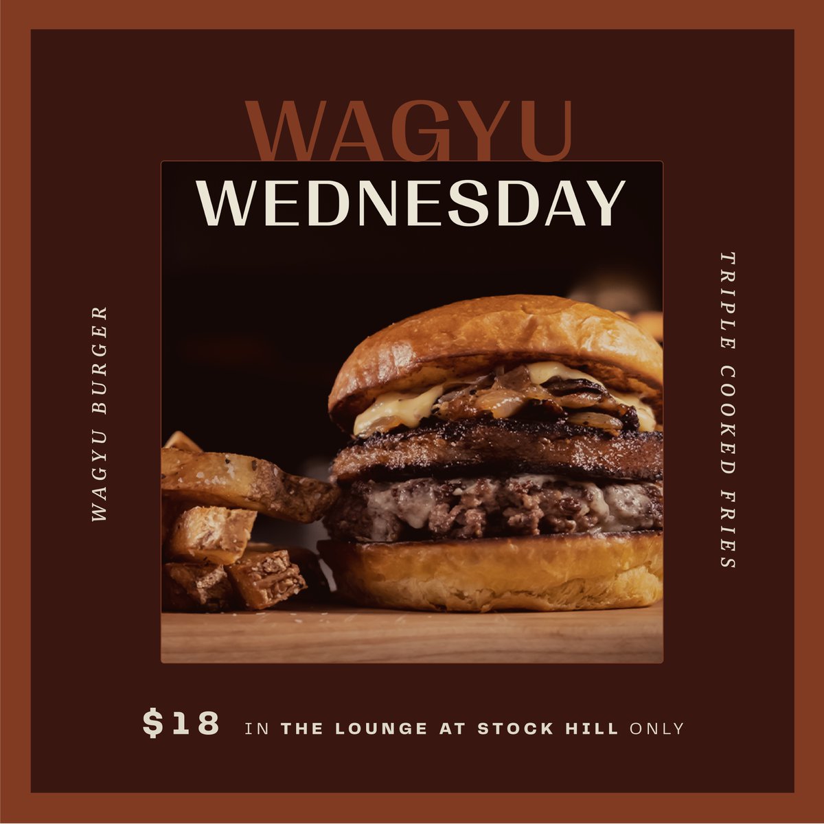 Make plans for Wednesday. 🍔🍟

Available in The Lounge only.