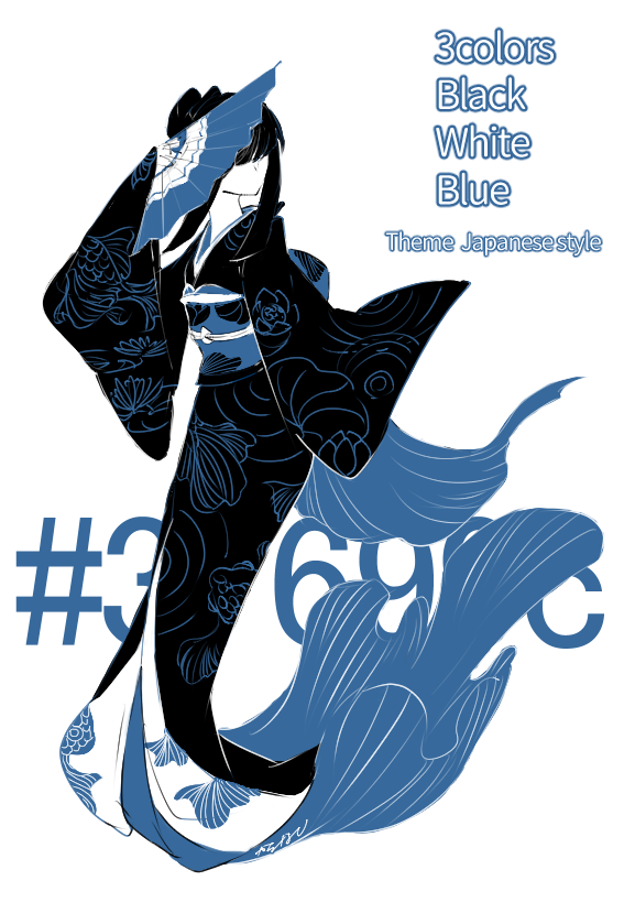 karanashi_neko's tweet image. お絵かき配信ありがとうございました！
からなしは3色くらいがちょうどいい
アンケ回答ありがとうございました！
黒＋白＋青（コード36799c）テーマ和風
配信アーカイブはurlより
#3colors #illustration #oc