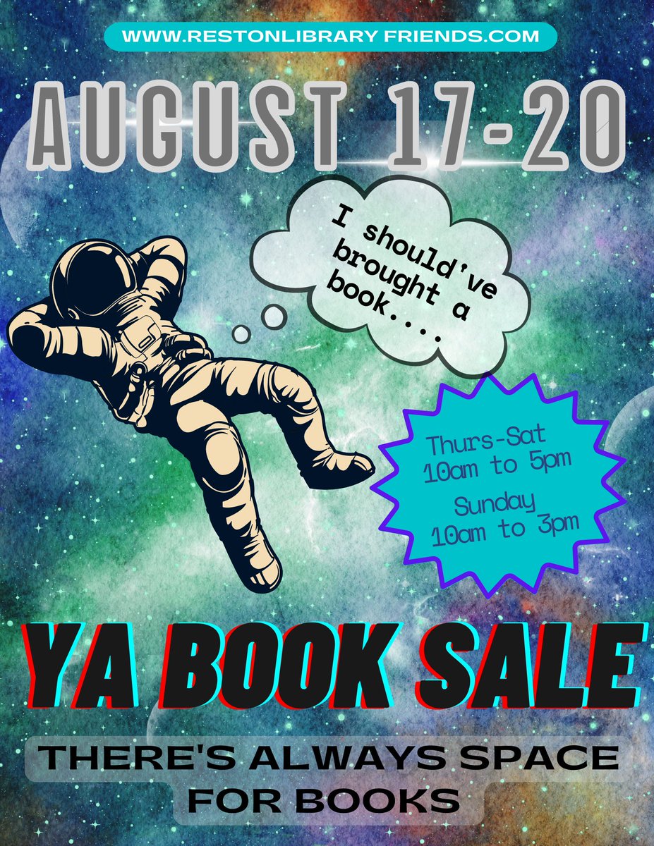 Teachers! Pls share! 
Stocking up your classroom library? Don't miss our booksale this week at Reston Regional Library branch of <a href="/fairfaxlibrary/">Fairfax Library</a> ! 
We'll have 15,000+ gently used items for readers from newborn to HS and for the educators who love to teach them! This Thurs-Sunday!