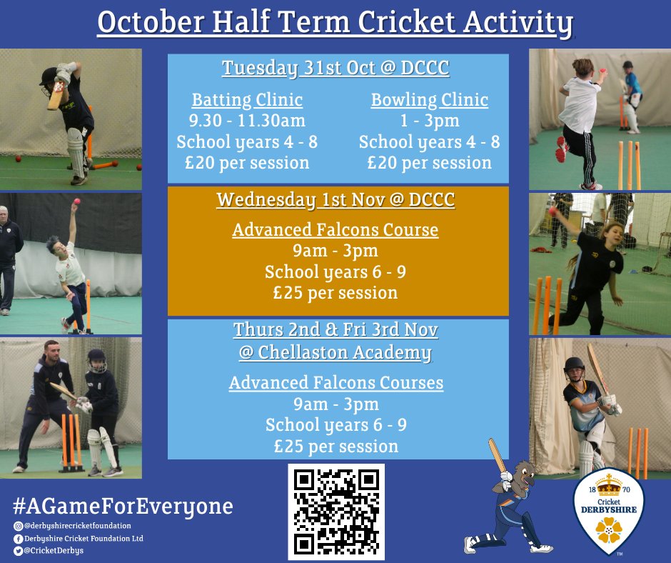 🚨October Half Term Cricket🚨

We have Batting and Bowling Clinics and Advanced Falcons Courses at <a href="/DerbyshireCCC/">Derbyshire CCC</a> and <a href="/ChelloAcademy/">Chellaston Academy</a>!

Find out more and book your place ⤵️
dcfcricket.com/october-half-t…