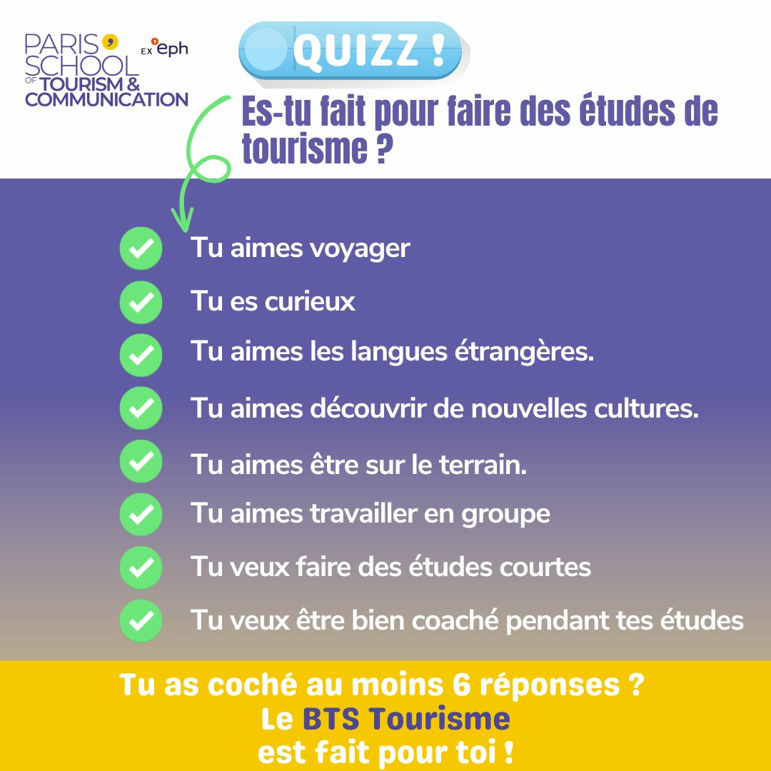 🎓🌐 Envie de travailler dans l'univers du tourisme ?
Tu rêves de te lancer dans le monde passionnant du tourisme, nous avons une excellente nouvelle pour toi ! 📚

#EcoleTourisme #FormationTourisme #Rentrée2023 #PSTC