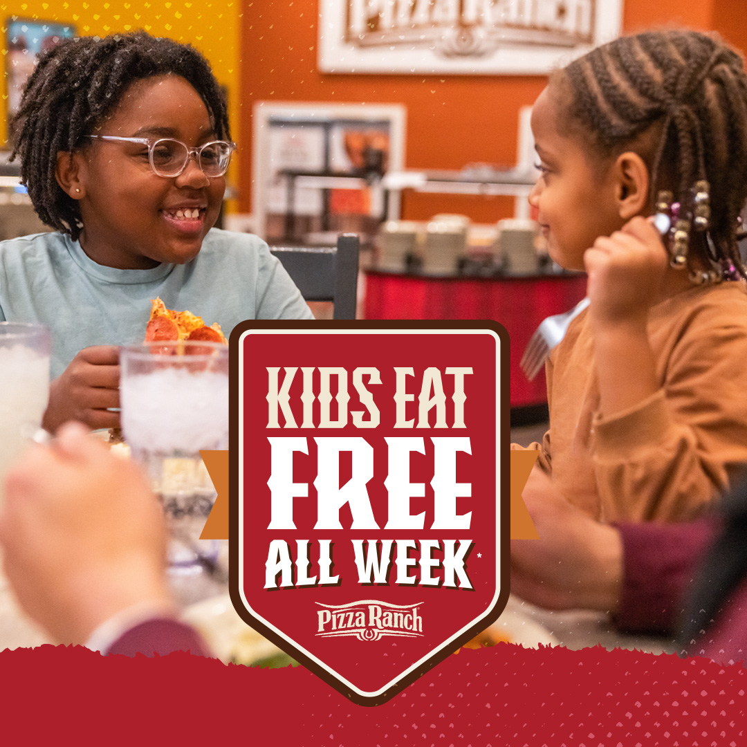 PizzaRanchQC's tweet image. Kids Eat Free Tuesday is just too good to contain! So this week, Kids Eat Free ALL WEEK!
*Go to PizzaRanch.com and choose our location to see details and buffet hours.
#KidsWeek #KidsEatFree #PizzaRanch