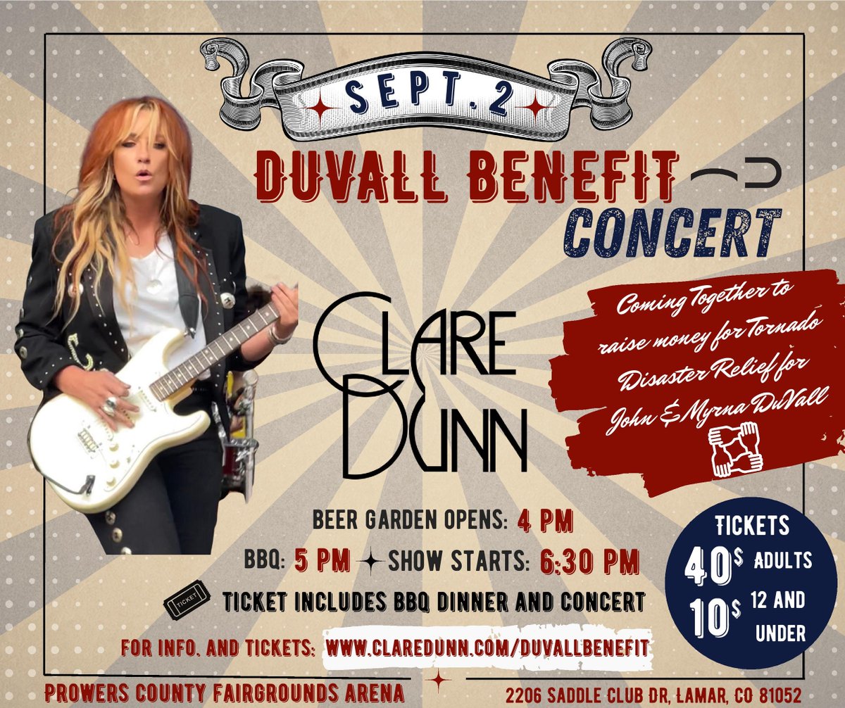 FrontierBankCO's tweet photo. Be sure to get your tickets to the DuVall Benefit Concert starring Clare Dunn on Sept 2. https://t.co/opfapK7QYS... .  We'll see you there! https://t.co/BDM0saMwBC