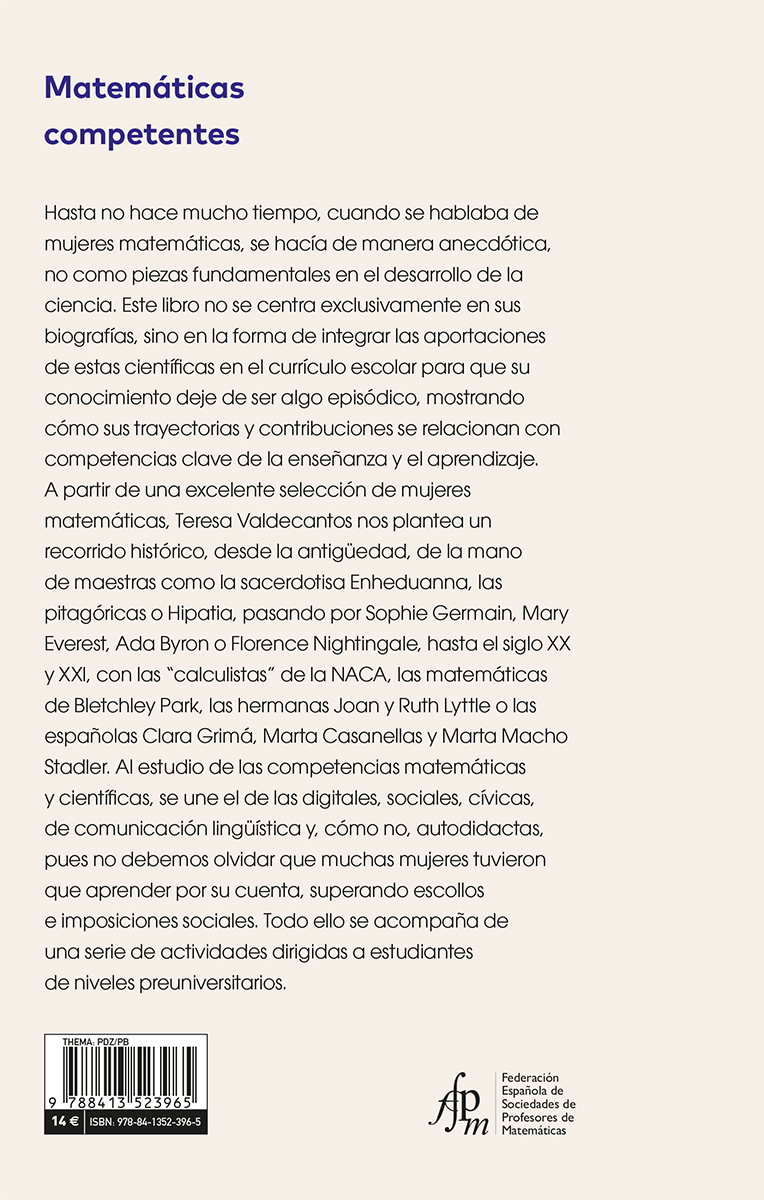 Una selección de mujeres matemáticas que nos plantea un recorrido histórico hasta la actualidad: 'Matemáticas competentes', de Teresa Valdecantos Dema <a href="/Teredecai/">Tere Valdecantos</a>. #ColecciónMiradasMatemáticas en coedición con <a href="/fespm_es/">FESPM</a> catarata.org/libro/matemati…