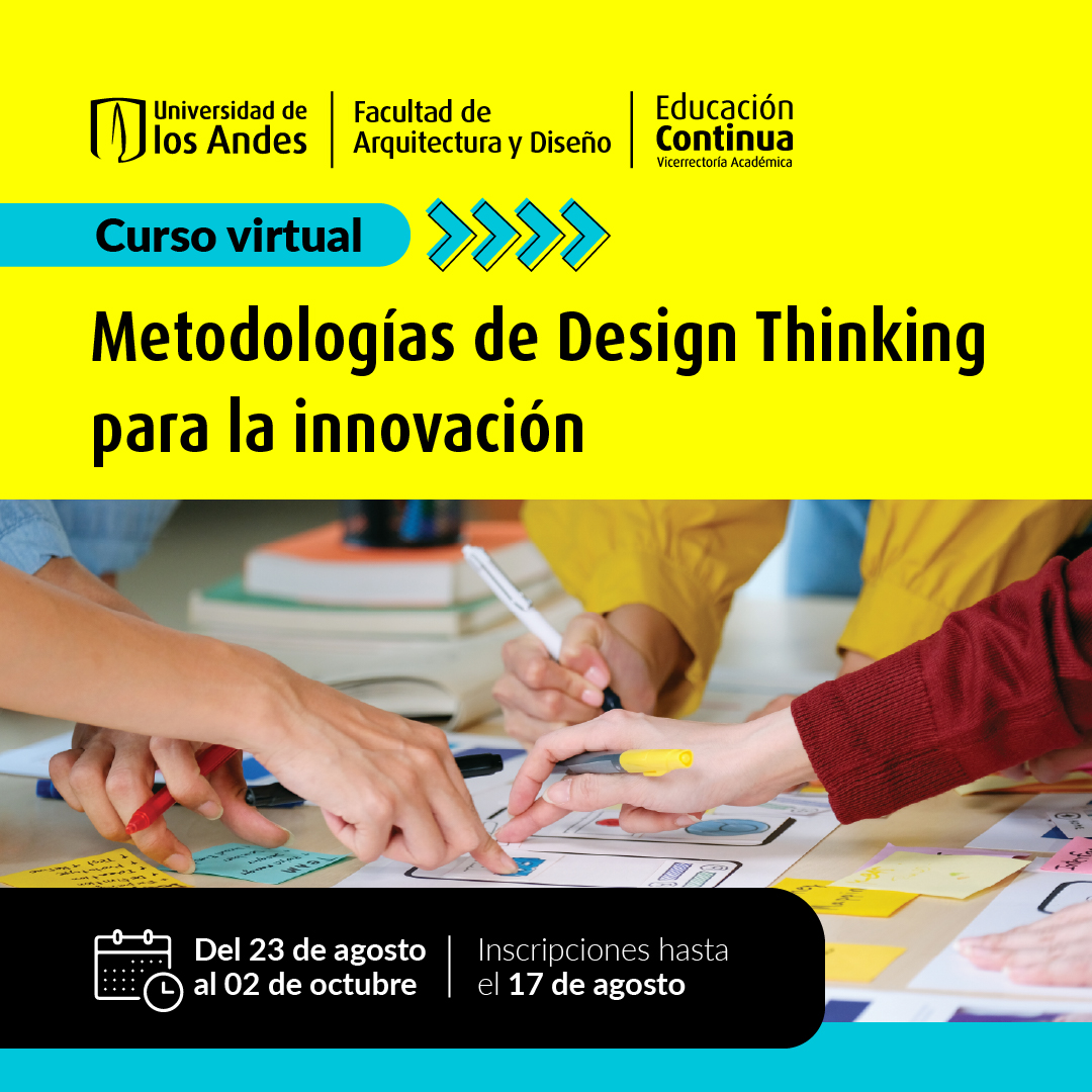ArqDisUA's tweet photo. ¡Últimos días! ¡Inscripciones abiertas hasta este 17 de agosto! Metodologías de Design Thinking para la Innovación #EDCOUniandes | Curso del 23 de agosto al 2 de octubre de 2023.  👉 https://t.co/X99Qb62mJx 

@valenticoo  @EdcoUniandes https://t.co/3id5zW6pub