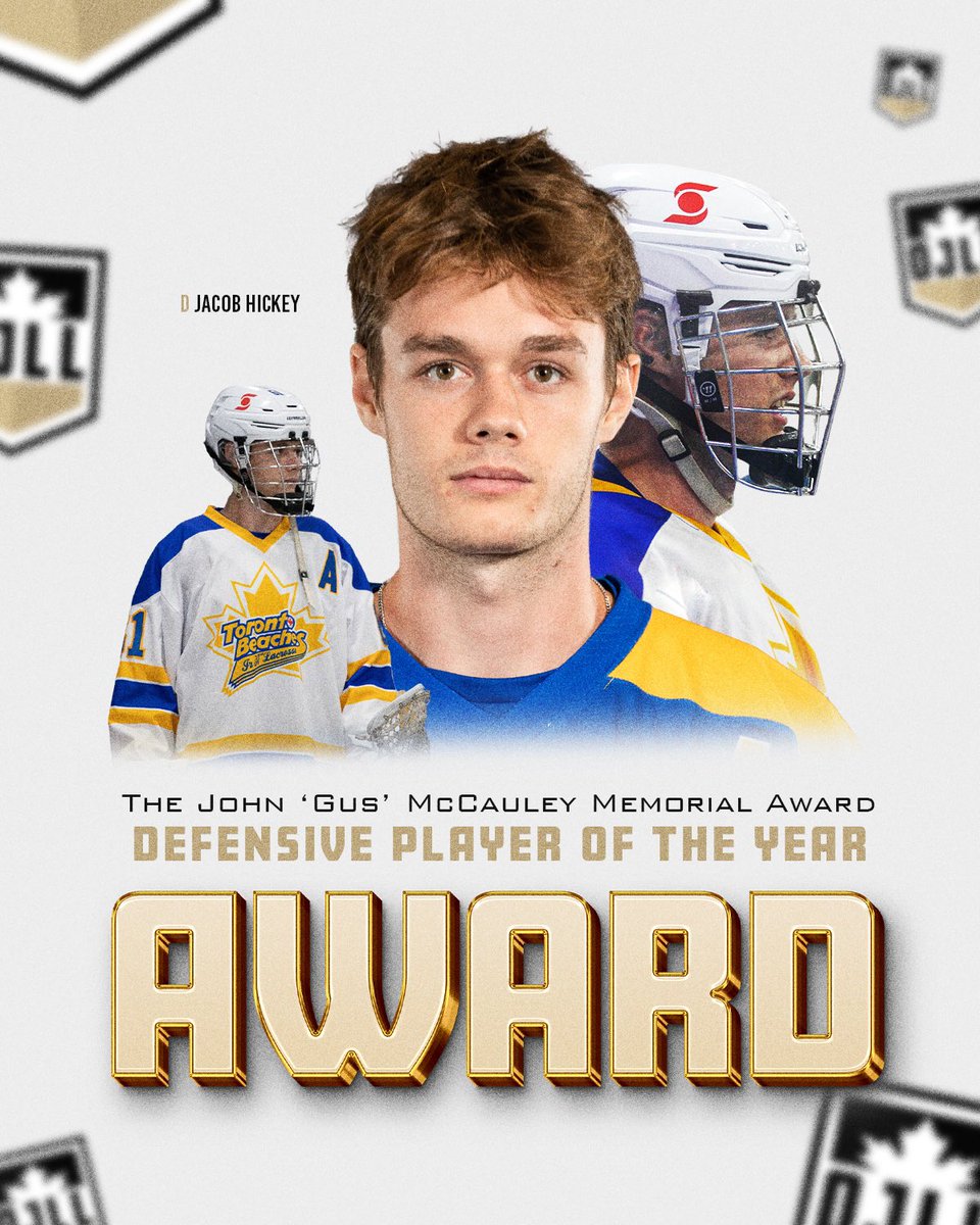 Jacob Hickey is your 2023 John ‘Gus’ McCauley Award Winner presented annually to the Defensive Player of the Year 🏆 #OJLLAwards