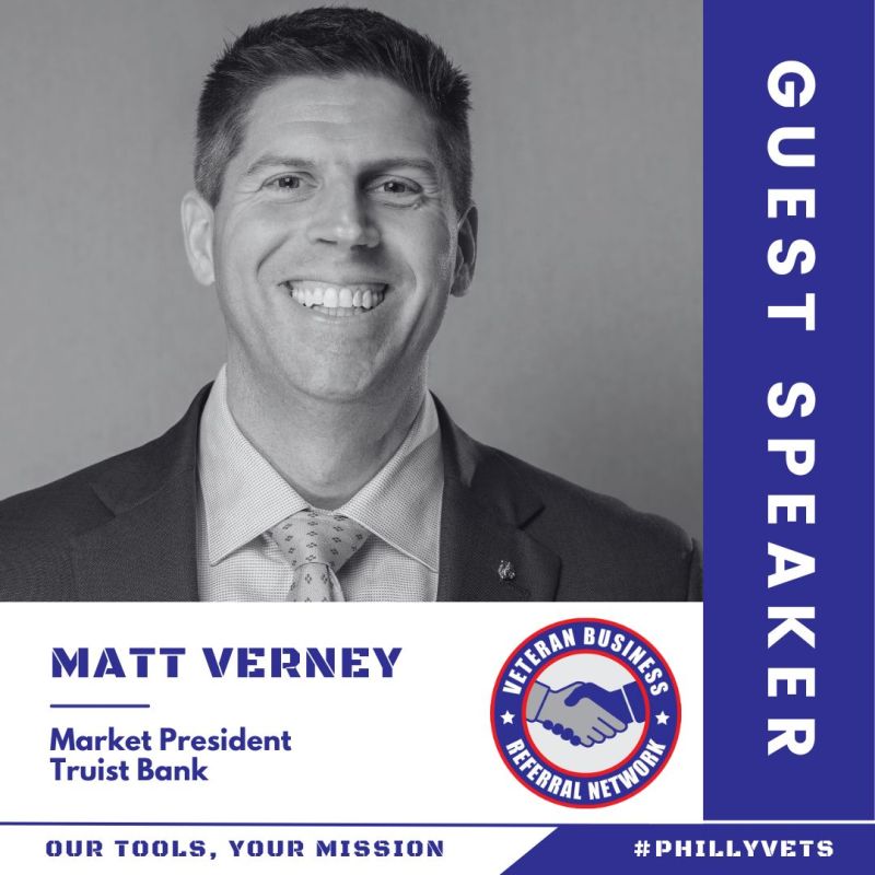 Greater Philadelphia Veterans Network (GPVN) (@phillyveterans) on Twitter photo Last Call: Veteran Business Referral Network
Guest Speaker: Matt Verney (USMC Veteran) Market President <a href="/TruistNews/">Truist Bank</a>
Register: gpvn.org/vbrn
Wed 8-16 / 8:00am-9:30am
Holiday Day Inn 2175 Marlton Pike West Cherry Hill, NJ 08002
Sponsored by:
<a href="/comcast/">Comcast</a> <a href="/NBCUniversal/">NBCUniversal</a> Last Call: Veteran Business Referral Network
Guest Speaker: Matt Verney (USMC Veteran) Market President <a href="/TruistNews/">Truist Bank</a>
Register: gpvn.org/vbrn
Wed 8-16 / 8:00am-9:30am
Holiday Day Inn 2175 Marlton Pike West Cherry Hill, NJ 08002
Sponsored by:
<a href="/comcast/">Comcast</a> <a href="/NBCUniversal/">NBCUniversal</a>