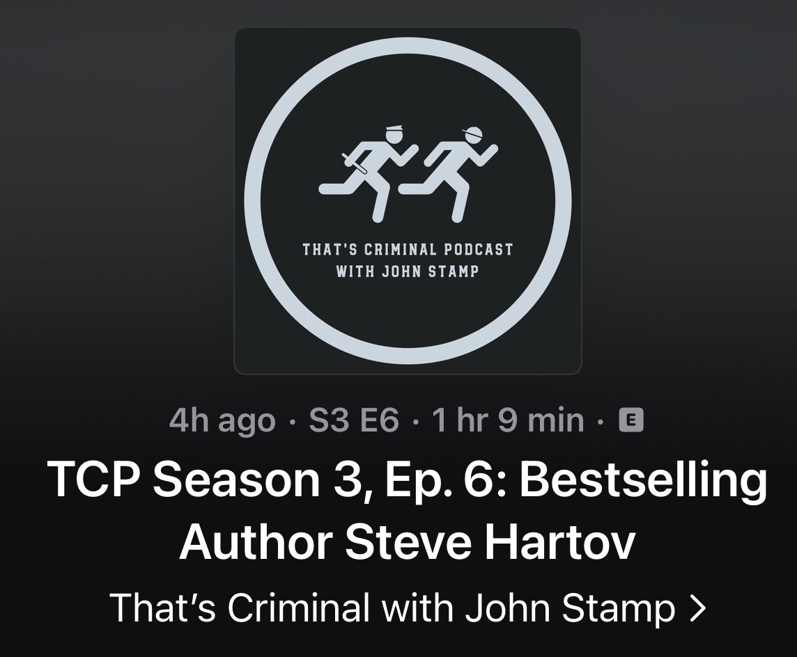 Big thanks to @Steven_Hartov for joining me on the TCP. We had a great talk.

Apple: shorturl.at/wzJKR

Spotify: shorturl.at/akzIL

#follow
#truecrime #truecrimecommunity #truecrimepodcast #crime #podcast #truecrimeaddict #History #MilitaryHistory #writerslift