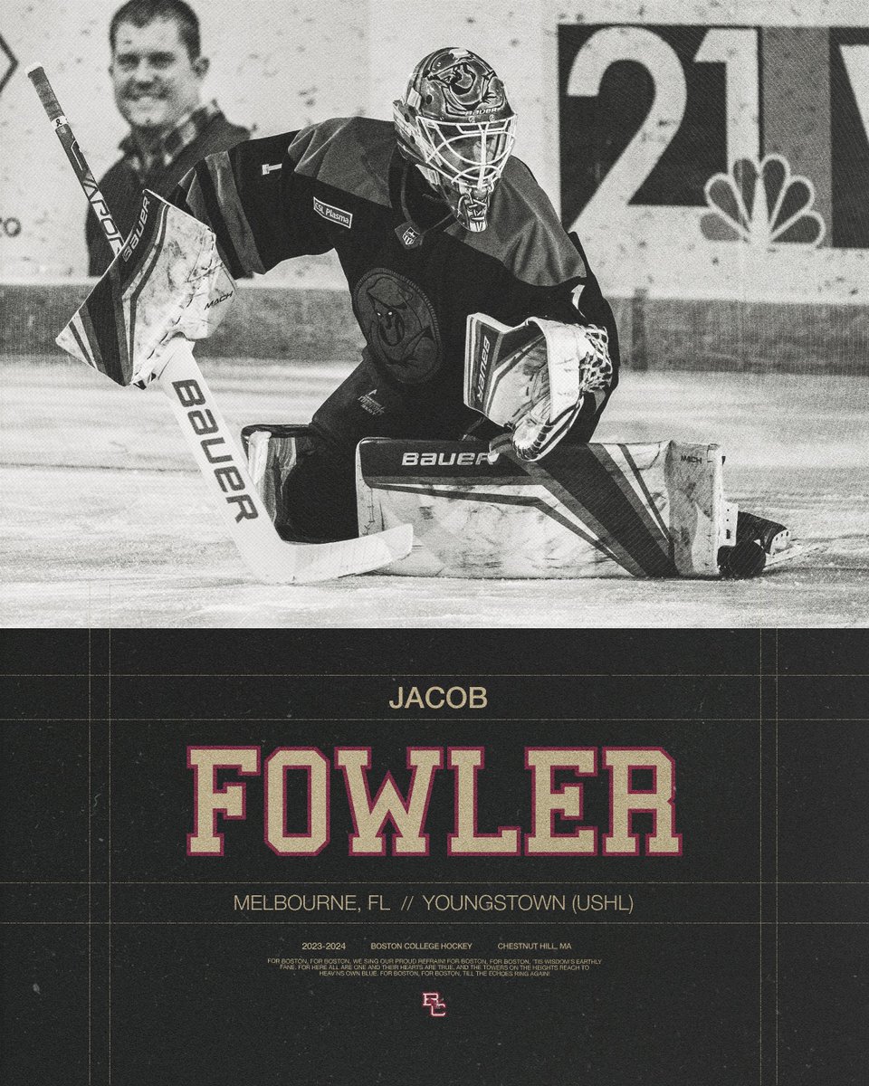 Welcome to the Heights, @jacobfowler24 🦅 Jacob was the 2023 @USHL Clark Cup MVP and Goaltender of the Year with the @YtownPhantoms. He was then selected in the third round by the @CanadiensMTL over the summer.