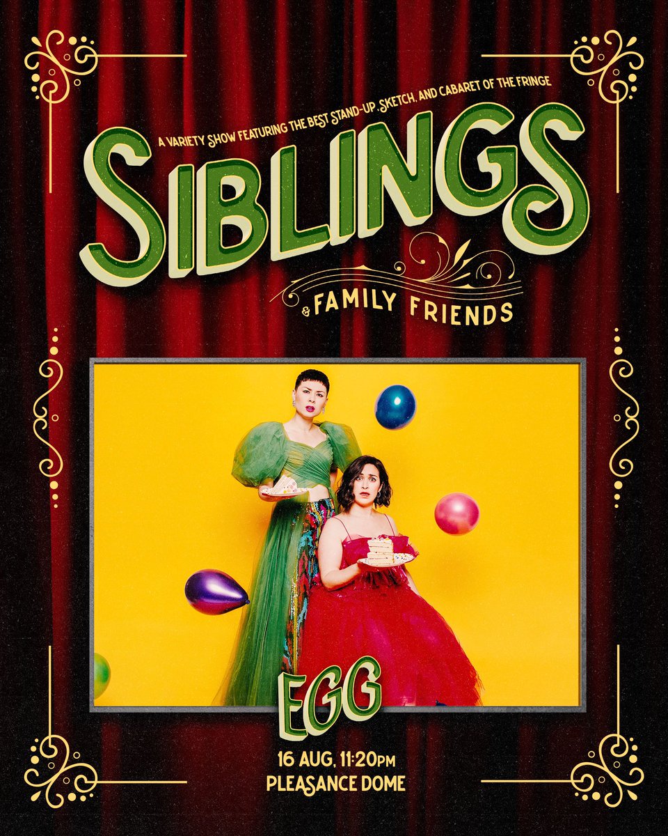 🔥 ITS EGG! 🔥 This is not a drill @EggComedy are joining us on Wednesday for SIBLINGS & FAMILY FRIENDS!!! they are the funniest EGGS around. You won’t want to miss this! @ThePleasance / QUEEN DOME / 11:20pm / Wednesday 16th August 🎟️👉 pleasance.co.uk/event/siblings…