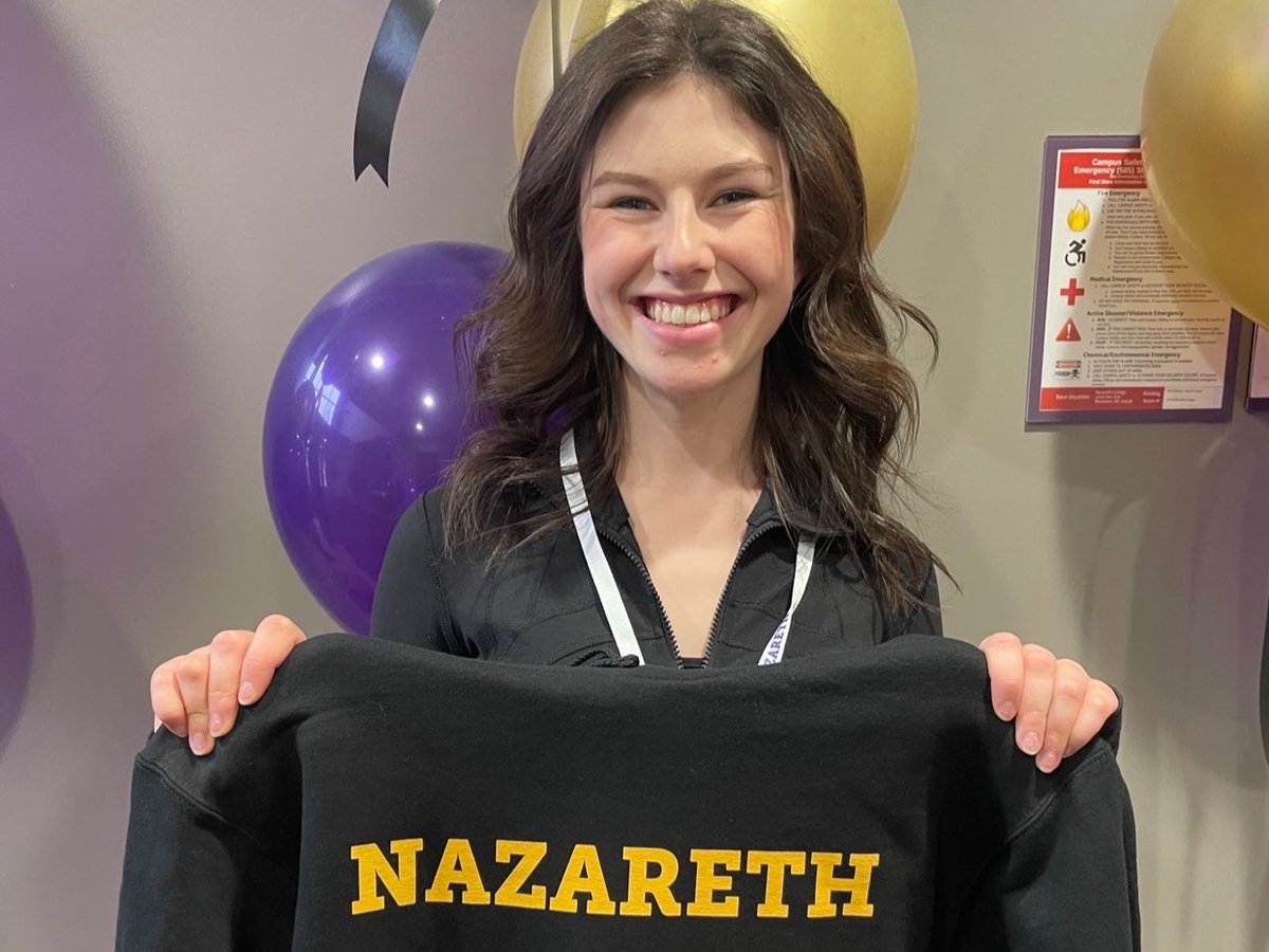 Nazuniversity's tweet photo. “I picked Naz because the people, staff, and environment were extremely welcoming and caring,” says Claudia Molatore. Claudia starts at Nazareth this fall to study musical theatre. We're thrilled you're #Nazbound. Bravo, Claudia! 🎉 https://t.co/MNbdV9uDIt