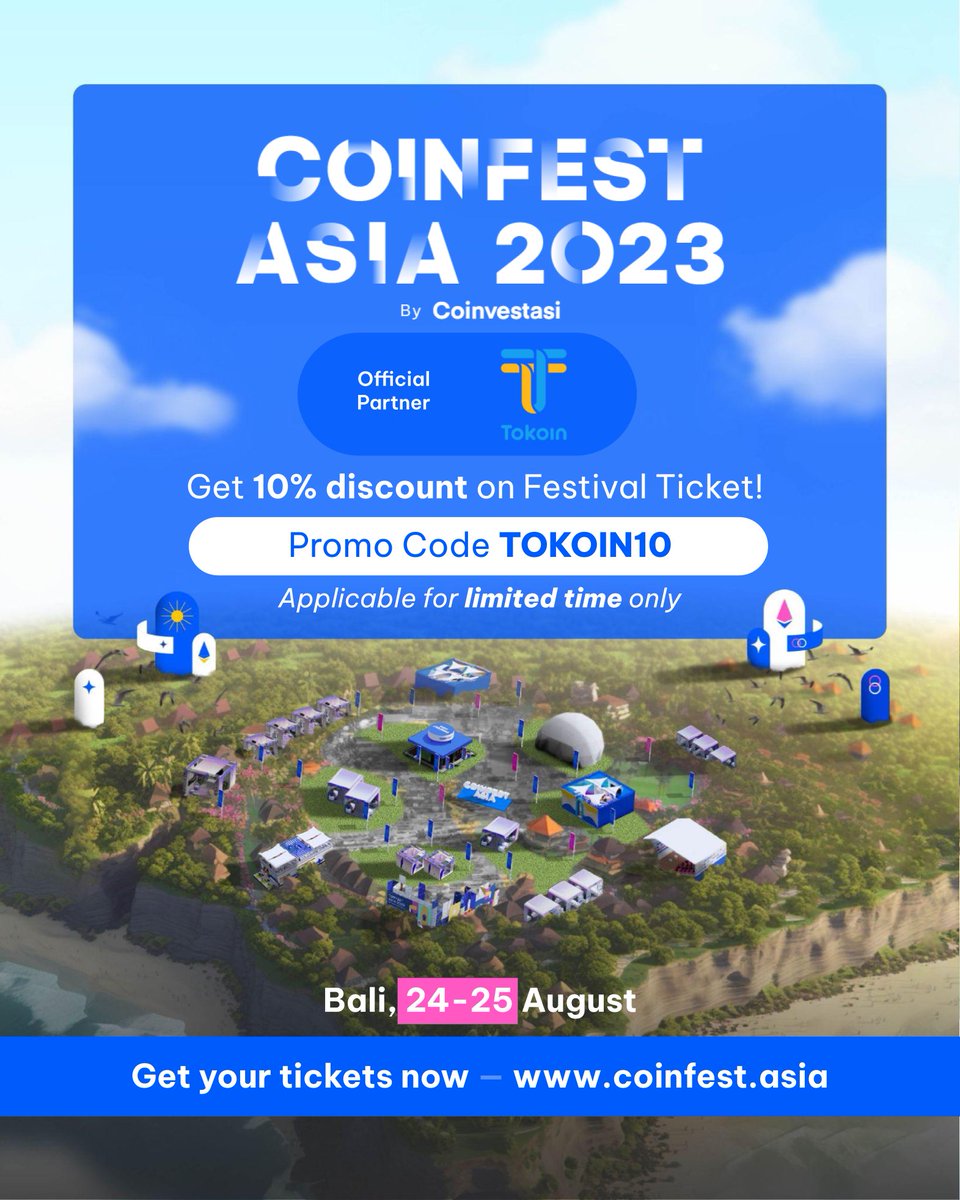 TokoinGlobal's tweet image. We are excited to invite you to Coinfest Asia 2023 🏝️
an immersive web3 festival that explores the world of digital ownership and virtual experiences.🚀✨

This event exemplifies our dedication to developing and advancing the capabilities of web3, which aligns seamlessly with our…