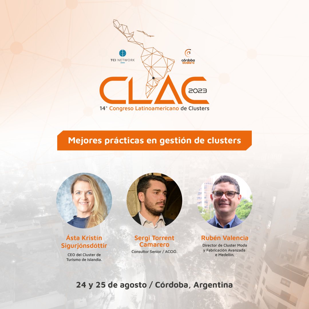 Panel global en el #CLAC2023 🌐

🗣️ En la sesión 3, los expertos contarán casos de éxito de #clusters, abordarán sobre los nuevos desafíos y ofrecerán consejos para mejorar la gestión.

¿Todavía no te inscribiste? 👇
tci-network.org/clac2023/

📅 24-25 de agosto
📍 #CórdobaCapital