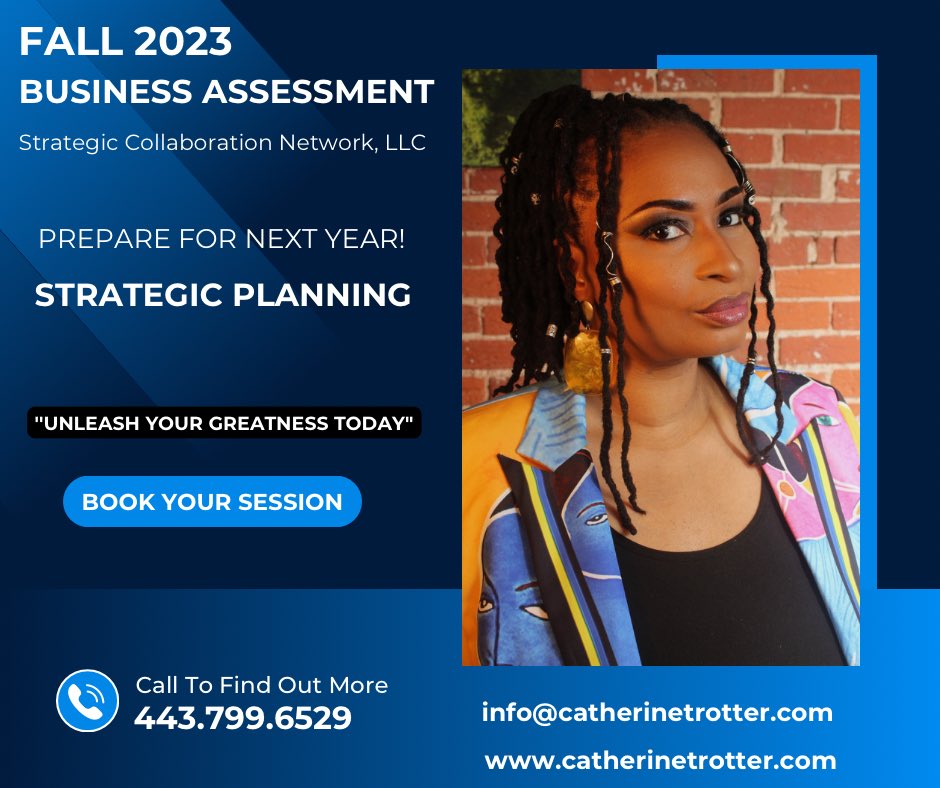 cspeaksofficial's tweet photo. Fall 2023 Business Assessment - Prepare for next year!! Book your session by calling 443.799.6529 or email ct@catherinetrotter.com | Accepting clients thru Oct 6th, 2023 and then on Jan 5th, 2024 we open back up for new clients. https://t.co/OiDN5raFhX