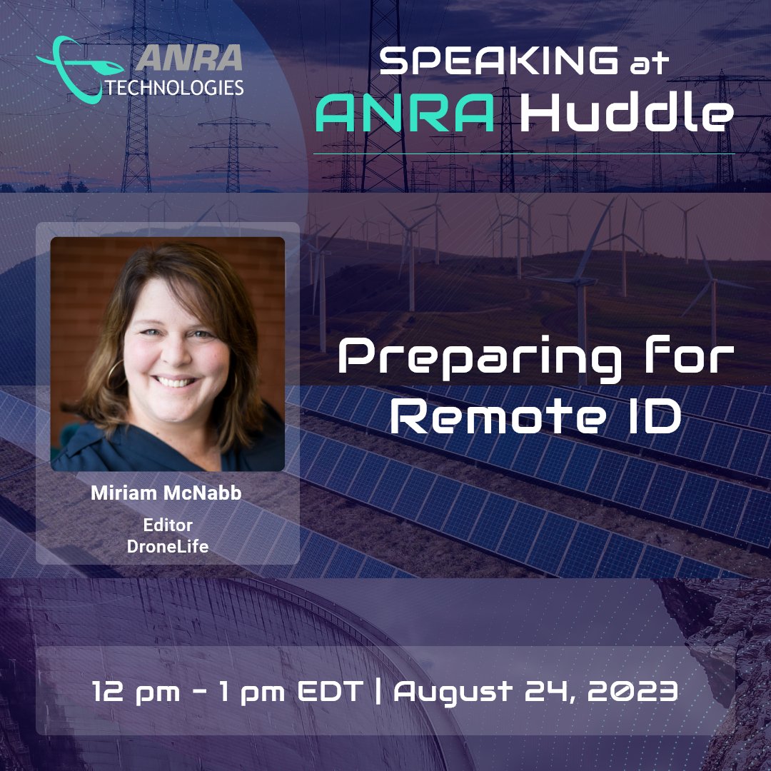 Drone_Life's tweet image. Excited to be part of @ANRATech virtual Huddle on August 24th at 12pm ET. Join me and other industry leaders as we talk about the future of #RemoteID. Register here: tinyurl.com/ANRAREMOTEID