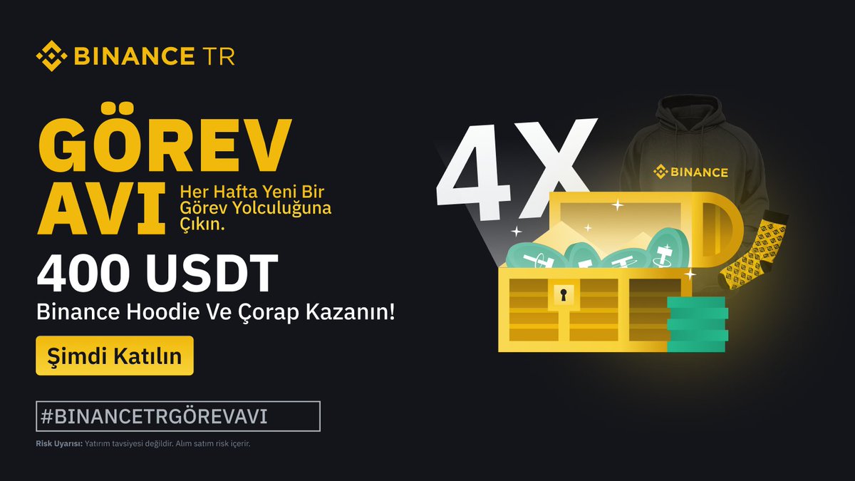 BinanceTR's tweet photo. #BinanceTRGörevAvı ile son ödül havuzundayız!🎉

🔸Takip edin.
🔸Her hafta yeni bir görev yolcuğuna çıkın.
🔸400 #USDT ödül havuzlu son haftanın görevi için tıklayın👇🏻
https://t.co/f4yAJNBYs9
🔸#USDT ödülün yanı sıra, formu dolduran üç kişi hoodie + çorap kazanacak. https://t.co/wpEmsPGD52