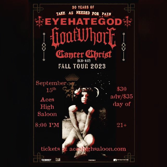 Salt Lake City! 1 month from today at Aces High Saloon with @EyehategodNOLA #saltlakecity #slc #utah #livemusic #concert #show