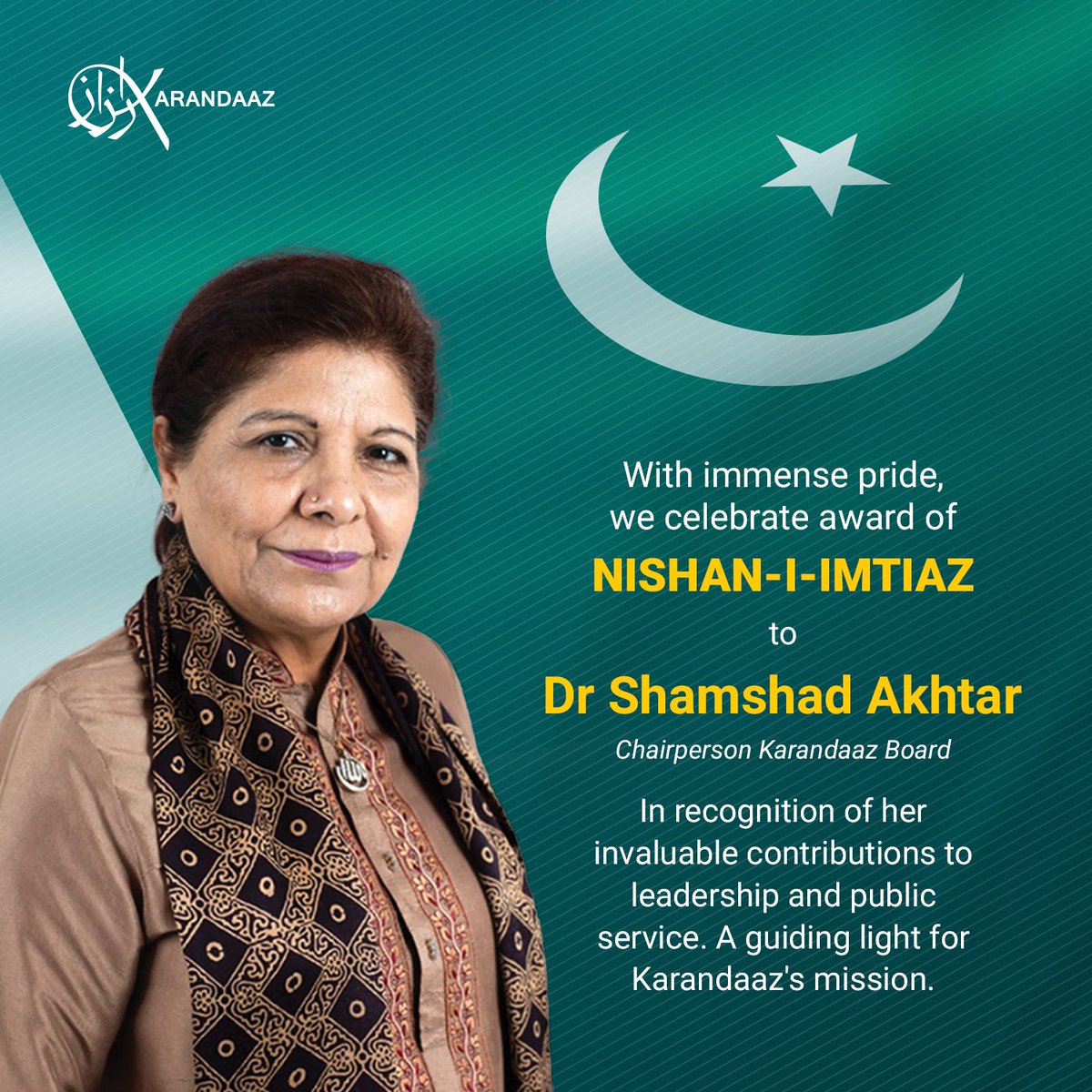 KarandaazPK's tweet photo. Proud moment for Karandaaz that Dr Shamshad Akhtar (Chair KRN Board) and Mr Musadaq Zulqarnain (Director KRN Board) honoured – inspirational leadership guiding Karandaaz Vision!!! https://t.co/zyXUyziU6O