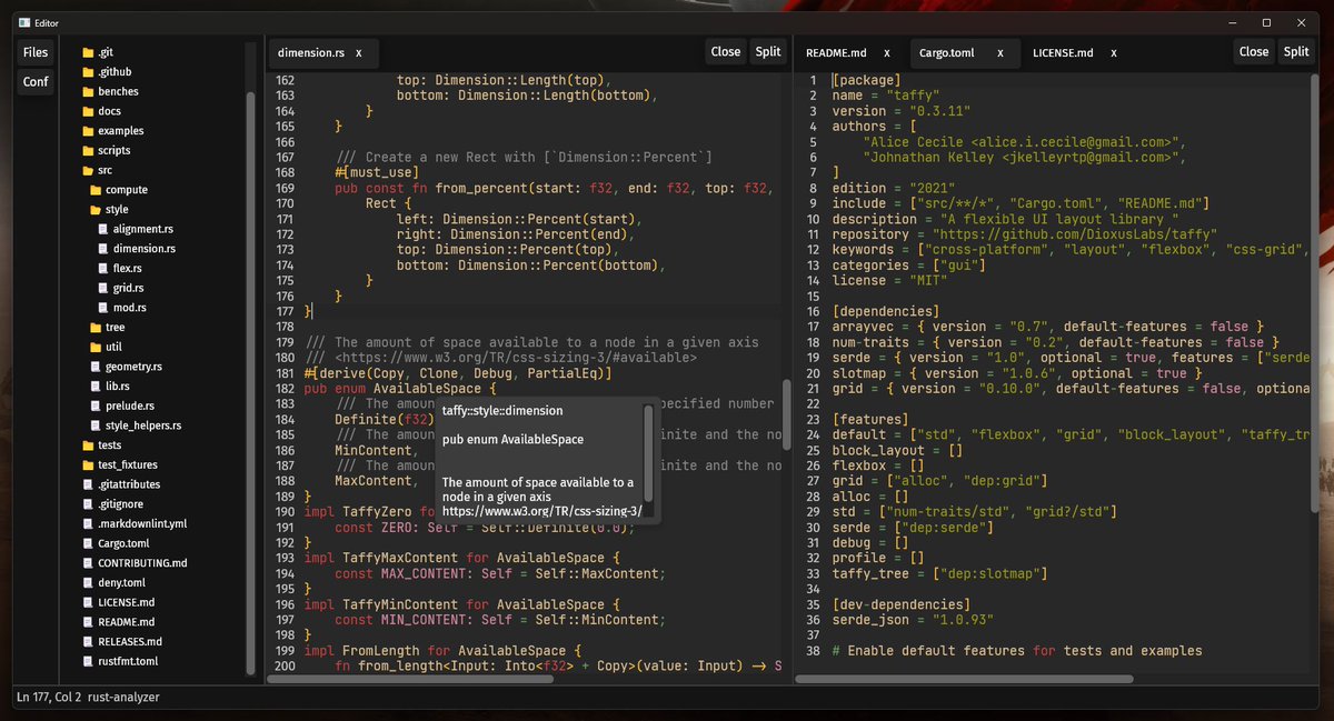 mkenzo_8's tweet photo. freya-editor is looking better every day 🦀
#rustlang #dioxus #gui https://t.co/ryVnwoDcqP