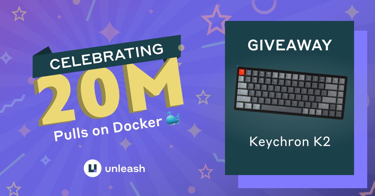 20M Docker Pulls! Our community loves Unleash. 😍

We’re giving away a Keychron K2 to celebrate. ⌨️

How to win?
🌟 Star us on GitHub [github.com/Unleash/unleash]
➡️ Follow Us - <a href="/getunleash/">Unleash</a> 
🔄 Like and RT