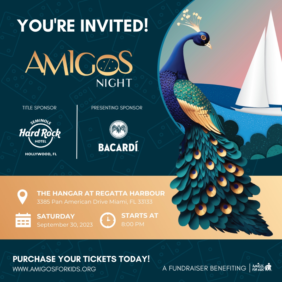 🌟 Miami's top fundraiser is BACK! Join us on Sep 30th for an unforgettable night at Hard Rock Amigos Night, presented by Bacardi, at The Hangar, Regatta Harbour. Let's make a difference together! 💪✨ Secure your spot now: amigosforkids.org/amigos-night 🎉🕺💃