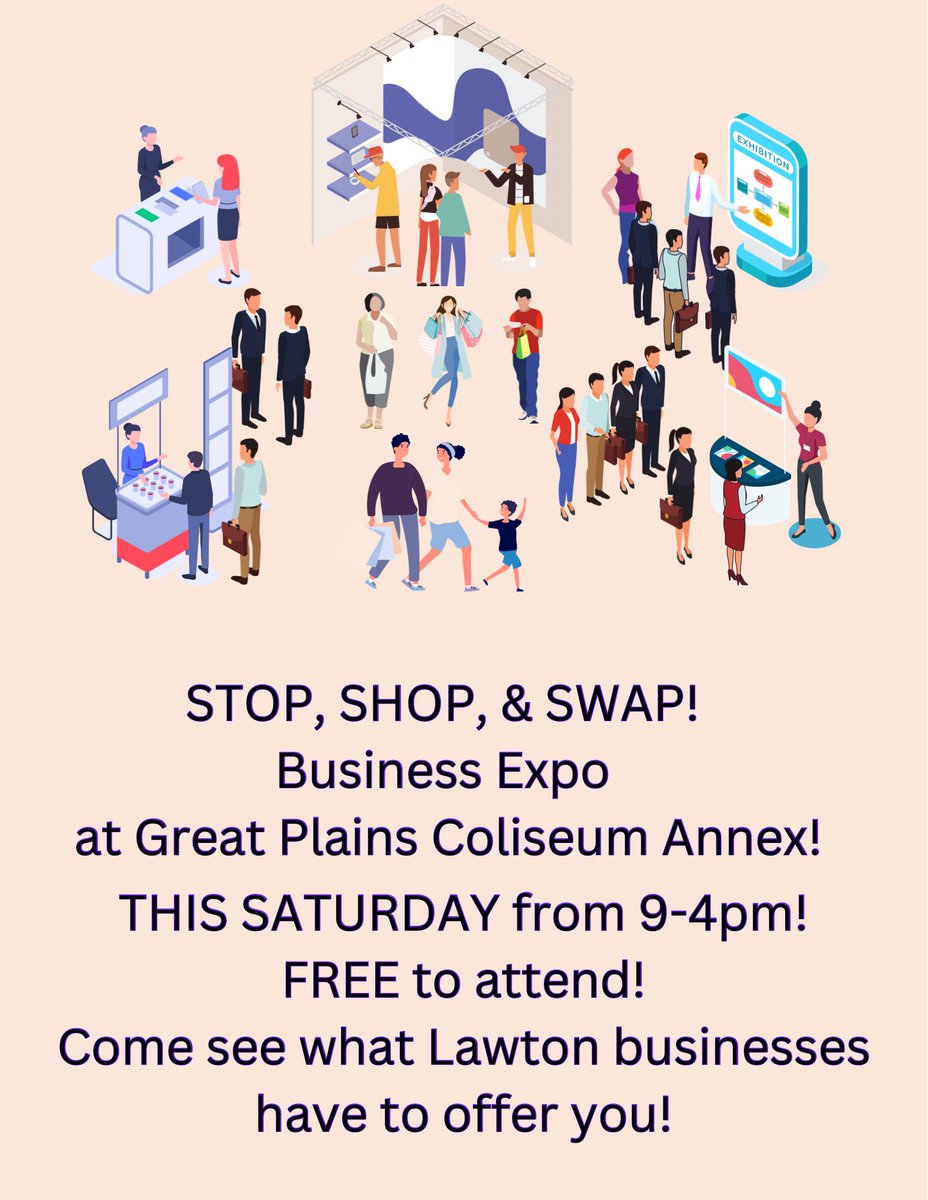 Everyone in the Lawton area! Don’t forget to awing by the Business Expo this weekend at the Great Plains Coliseum Annex! This Saturday! 

FREE to attend! Come and go as you please!
