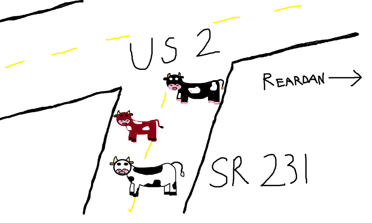 WSDOT_East's tweet photo. Let me get this straight, yesterday a semi hauling milk crashes in Spokane &amp; today we hear that COWS are on SR231 west of Reardan? Seems udderly suspicious. 

While we weren't able to get a picture of the cows, this is probably what they look like. Plz mooove over if you see them https://t.co/zsuCbnrvFs