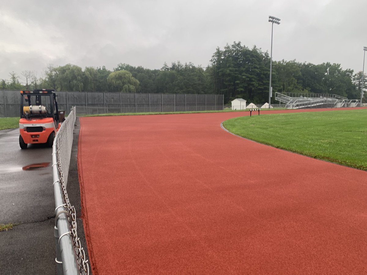 Track renovation update: new surface is down and line striping is scheduled for 8/21-8/23. Fingers crossed it will re-open on 8/24. Just in time for our XC Time Trial! <a href="/BCSDAthletics/">BC Eagle Athletics</a>