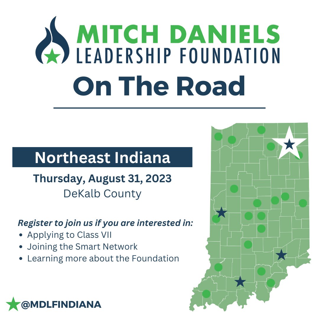 MDLF is heading to Northeast Indiana on Thursday, August 31! If you are interested in learning more about the Foundation or wish to apply to the Class VII Fellowship, join us at office hours! Complete this form to register - docs.google.com/forms/d/e/1FAI…