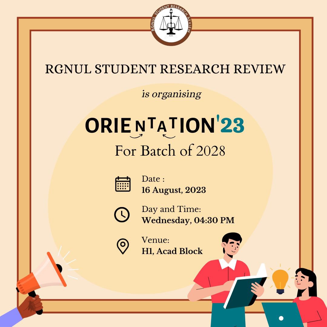 rsrrjournal's tweet photo. The Editorial Board of RSRR is organizing an orientation session for the Batch of 2028 on Wednesday, 16th August, 2023, 04:30 PM, in H1 of Academic Block.
We look forward to an interactive and lucrative discussion!
#rsrr #nlu #lawschool #rgnul #law #lawyers #lawstudent #legal https://t.co/HfvD3qiLBo