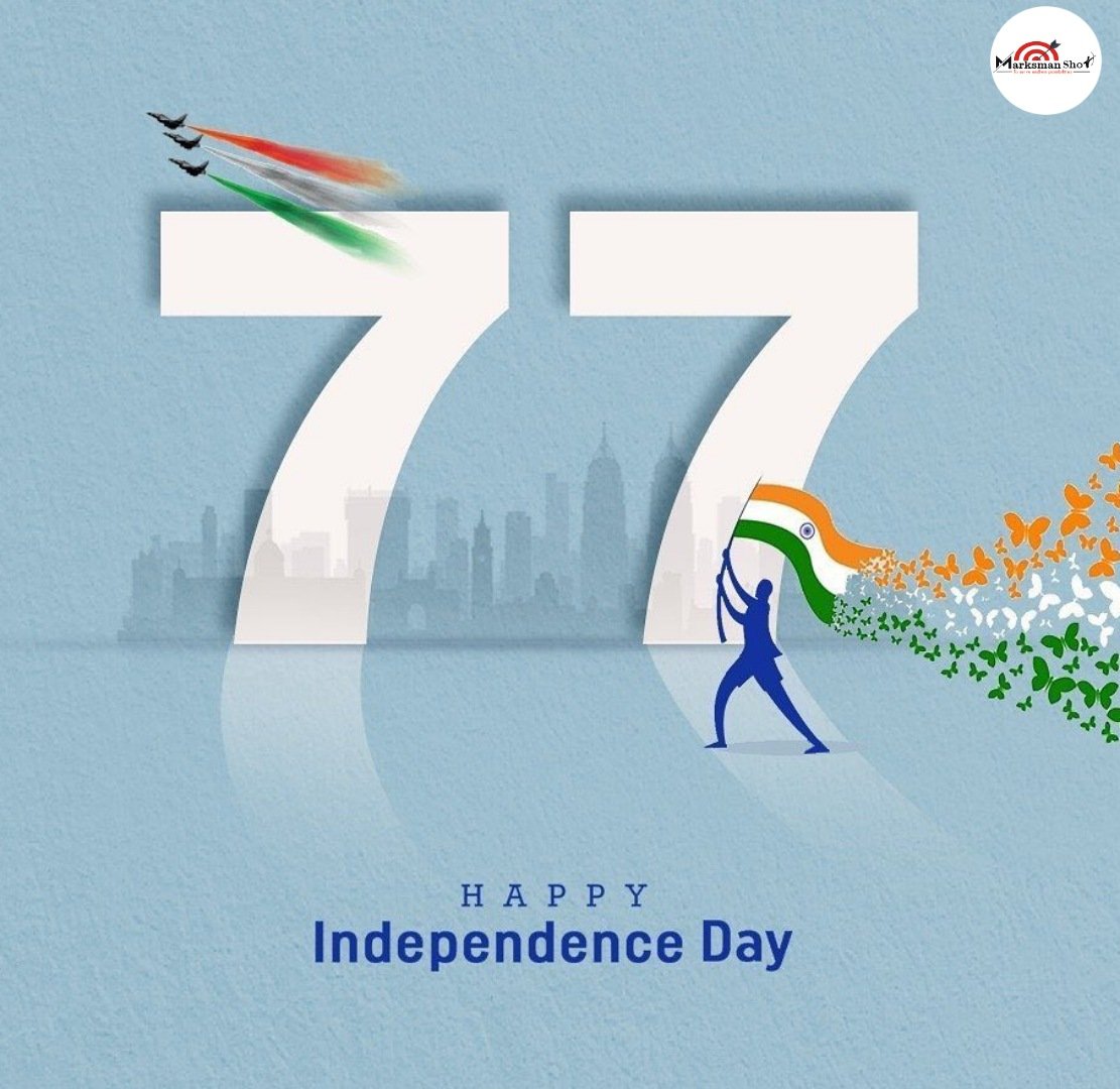 _Marksmanshot_'s tweet photo. Wishing everyone a very Happy Independence Day from team Marksman Shot!
Lets continue to work together towards building a better tomorrow for our nation.
#77independence #marksmanshot #nation #bharat #harghartiranga #prservice #pragency #15august #india #independence2023 https://t.co/91Vw59JH2Q