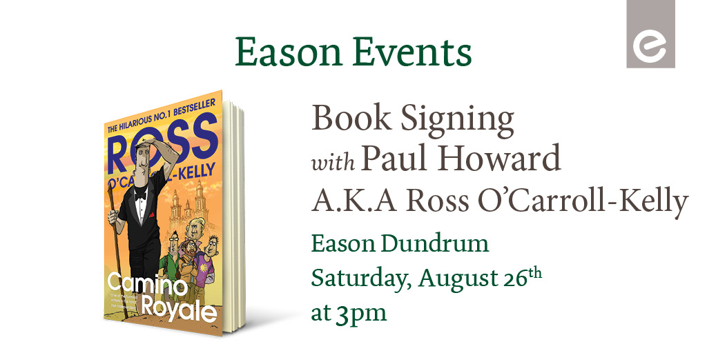 We are delighted to welcome @AkaPaulHoward (@RossOCK) to Eason, @DundrumTC next Saturday, August 26th at 3pm. Paul will be signing copies of his new book #CaminoRoyale. Make sure to pop in, to meet Paul and get a copy signed and dedicated on the day📝 @PenguinIEBooks